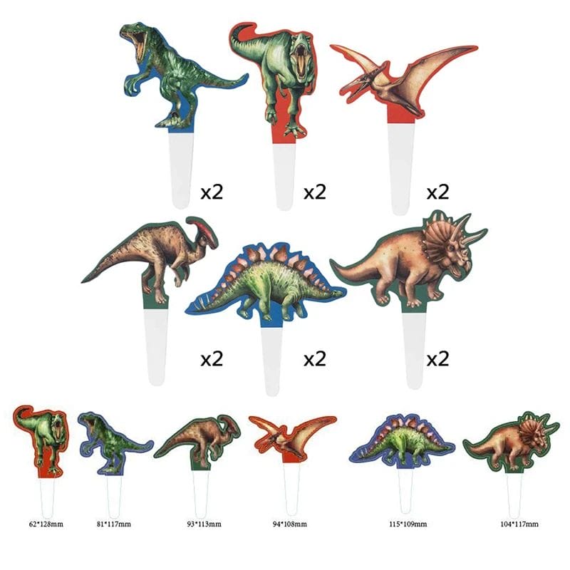 12pcs of the dinosaur cupcake toppers