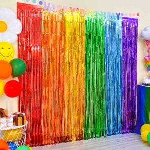 2 Pack Rainbow Foil Fringe Curtains