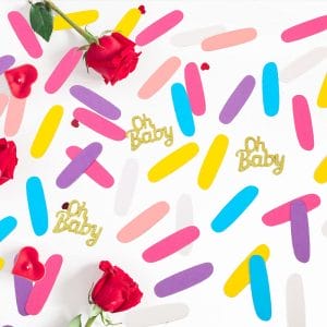 Baby Shower Table Confetti with flowers