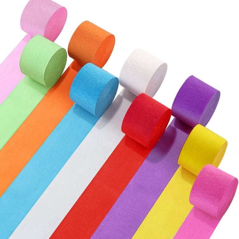 colorful crepe paper with 9 different colors