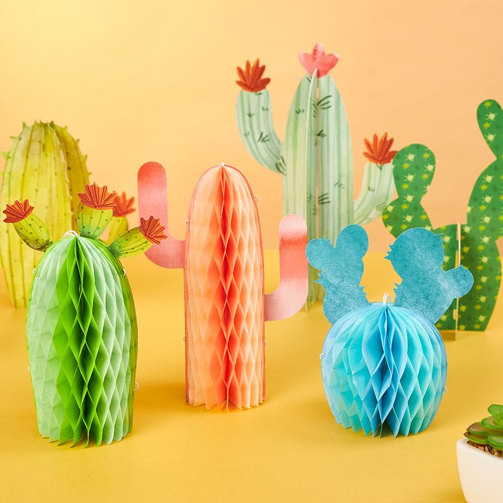 Green Yellow Orange and Blue Cactus TableCenterpiece
