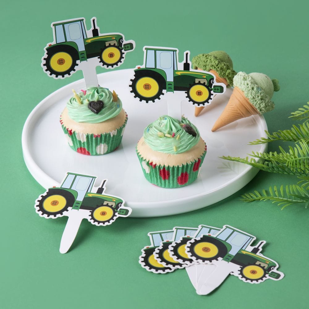 Cake toppers in the shape of a tractor