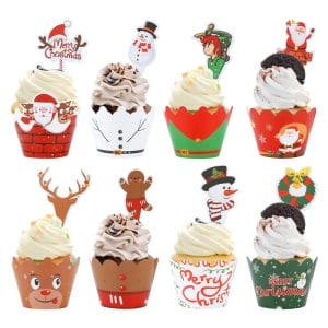 Christmas Cupcake Wrappers Cupcake Toppers Set