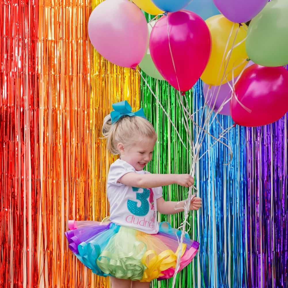 Rainbow Party Plastic Fringe Backdrop  Plastic Streamers – Glam Fete Party