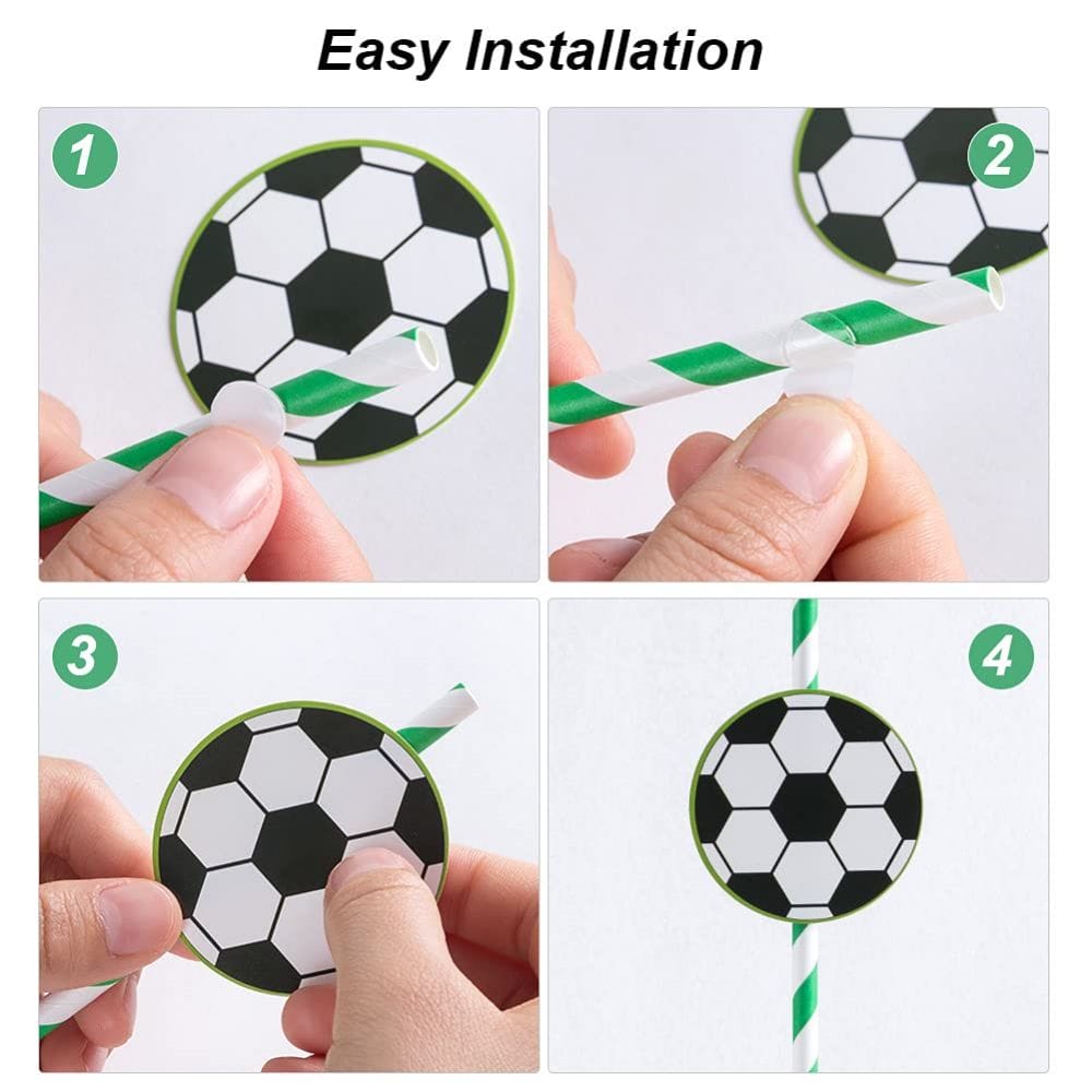 DIY soccer paper straws are easy to assemble