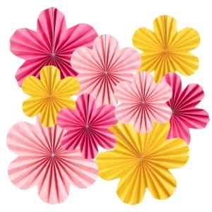 9pcs decorative flower paper fans