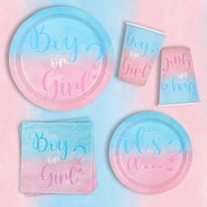 Gender Reveal pink bule tablewear supplies