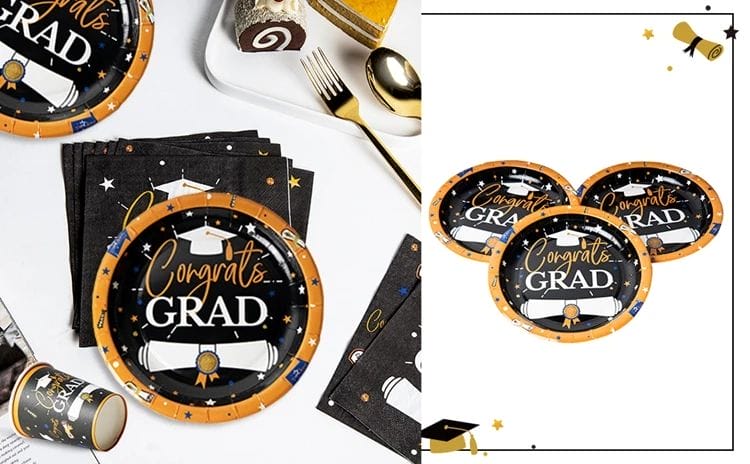 Graduation Paper Plates black