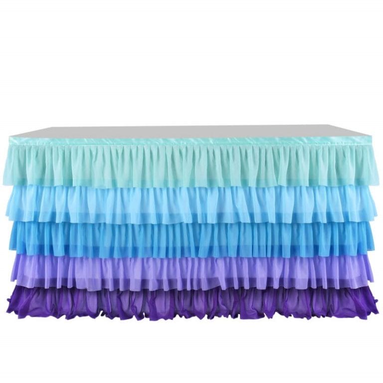 L108in×H30in(9ft) Mermaid blue purple table skirt