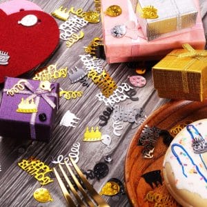 Metallic Foil Table Confetti Decorations with gifts