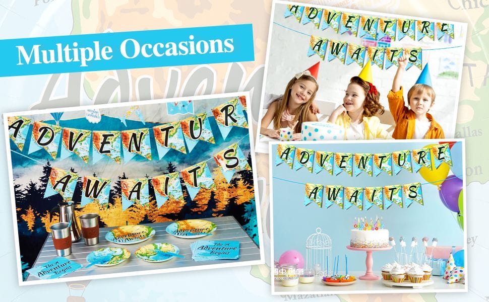 Multiple Occasions of party bannersm balloons and party swirls