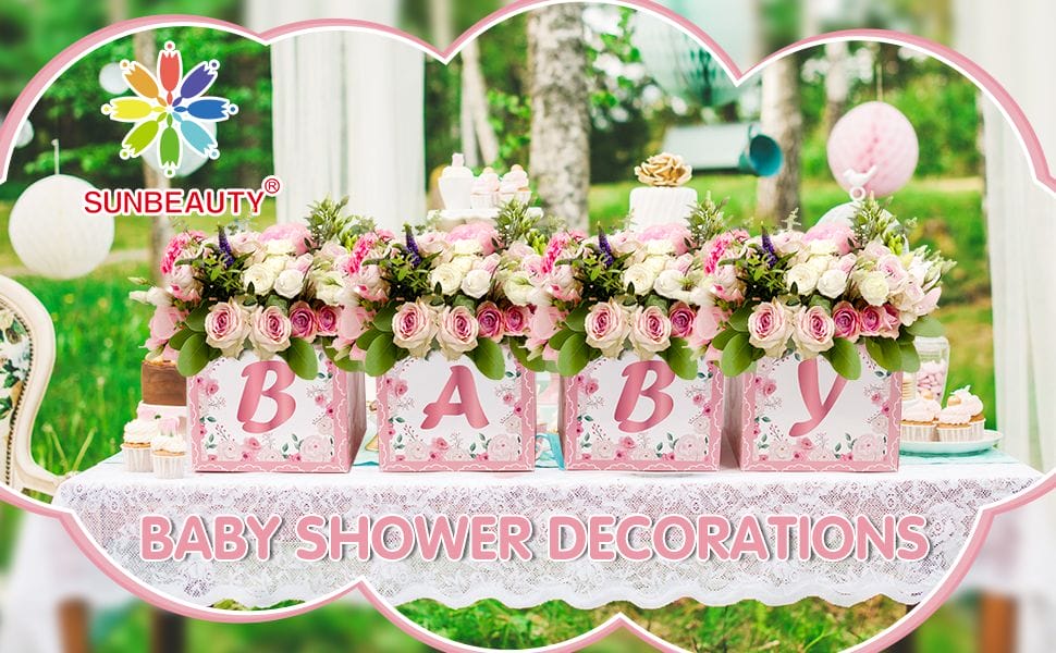 Pink Floral Baby Shower Paper Boxes outdoor decorations