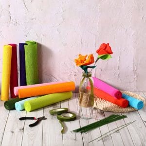 Rainbow Colors Crepe Paper Sheets Rolls for DIY handcrafts