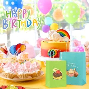 Rainbow color paper bags birthday party