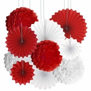 Red White paper fans supplies