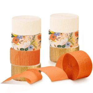 Retro Orange Flower Pattern Crepe Paper Streamers