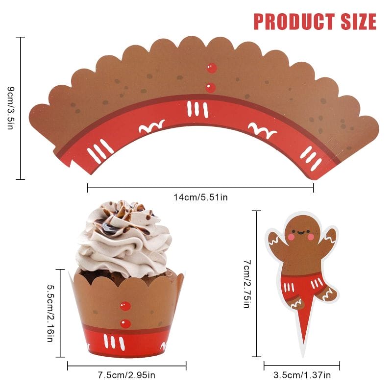 Size info about Cupcake Toppers Wrappers Decoration