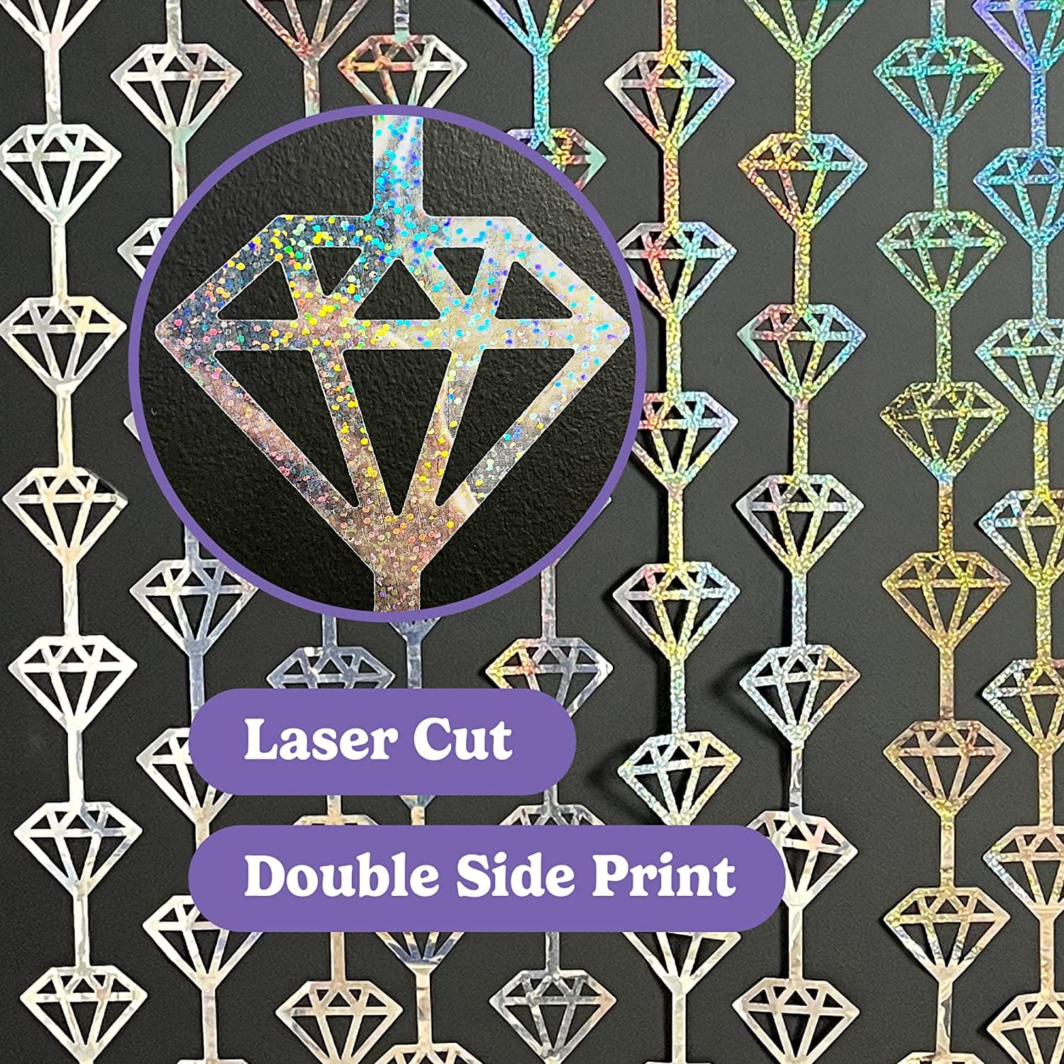 Sliver Diamond Foil Curtain with laser cut and double side print