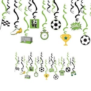 Soccer Themed Hanging Foil Swirls Decorations