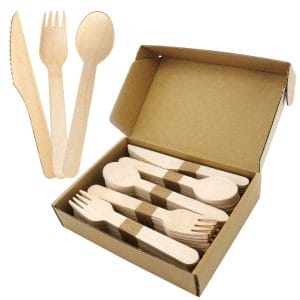 Wood cutlery set 100 PCS