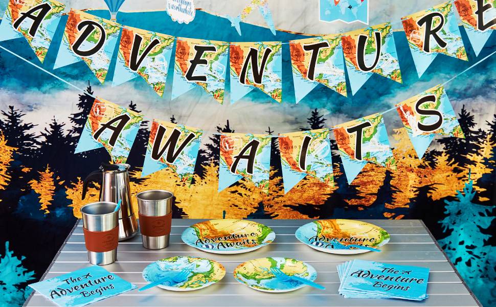 adorable adventure banner party decorations and party tableware