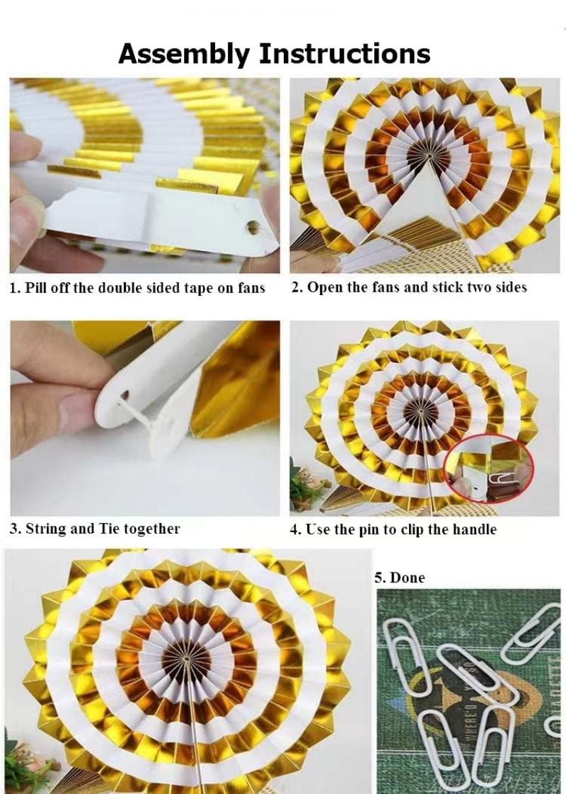 anniversary party paper fans assembly instructions