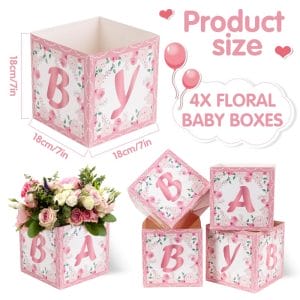 baby shower pink paper box size