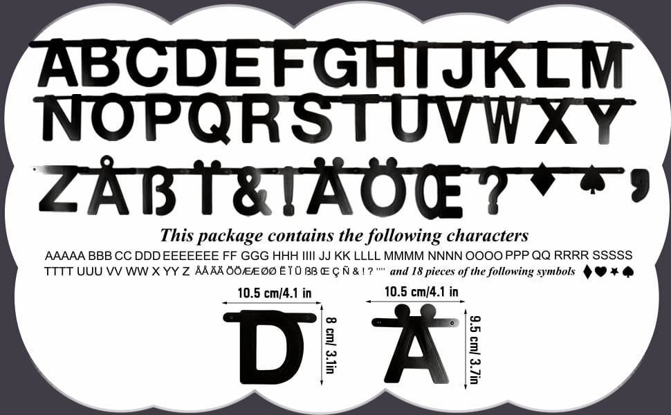 black Custom DIY Alphabet Flag String Details and Size Information