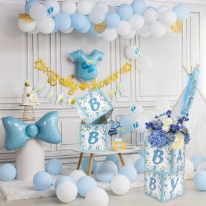 blue baby shower party decorations