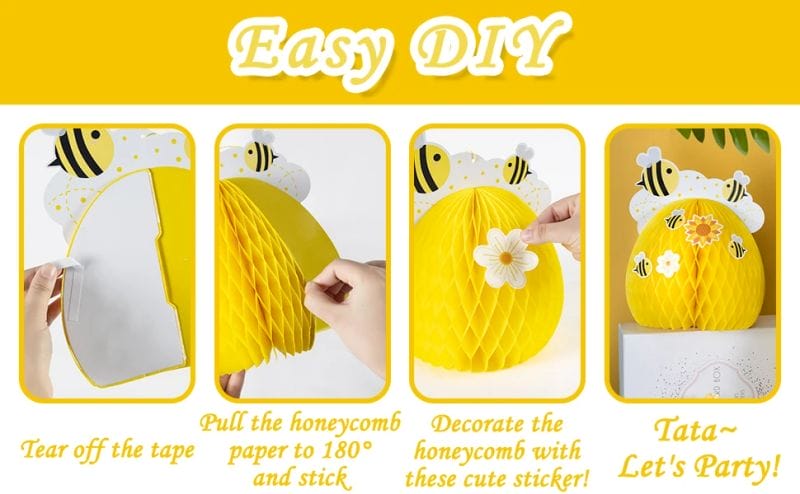 easy DIT bee honeycomb decorations
