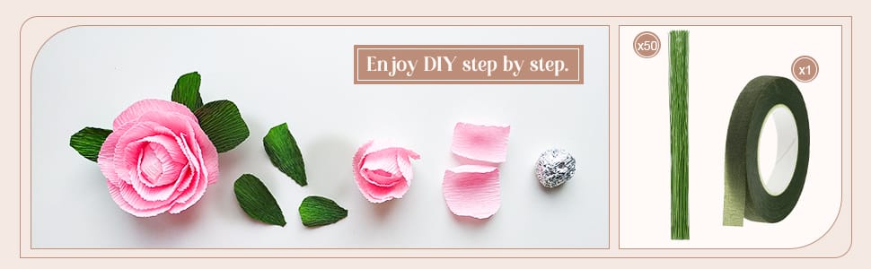enjoy DIY pink paper flowers with crepe paper