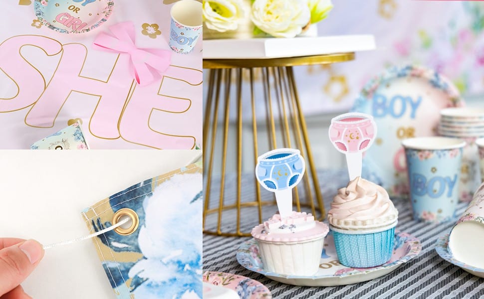 gender reveal party cake toppers