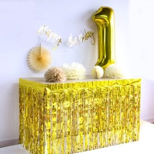 golden foil table skirt birthday decorations