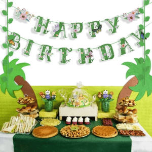 spring butterfly happy birthday banner with flowers for party decorations