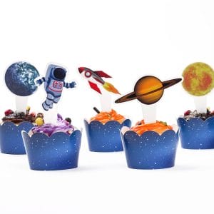 outer space paper cake toppers