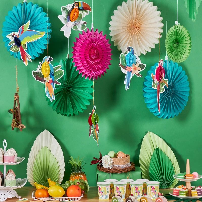 Tropical Parrot Green Teal Party Decorations for Summer Hawaiian