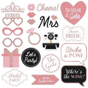 pink photo props for wedding