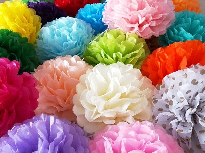 pompom tissue flowers party decorations