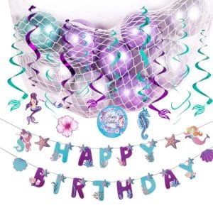 purple color birthday party banners