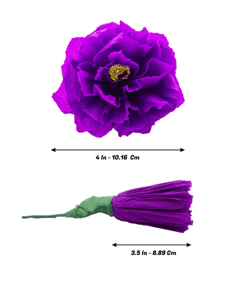 purple crepe paper flowers