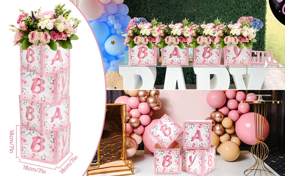 size information for pink floral baby paper boxes