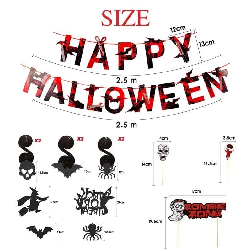 size of Halloween Party Banner