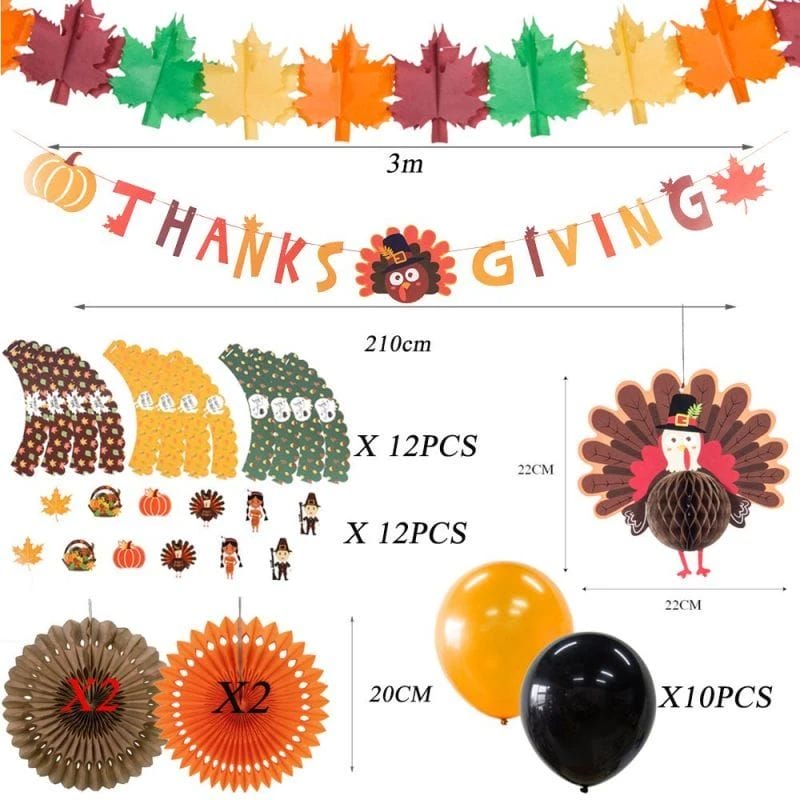 size of Thanksgiving decorations