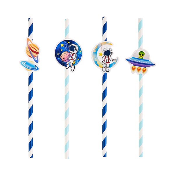 space themes birthday disposable paper straws