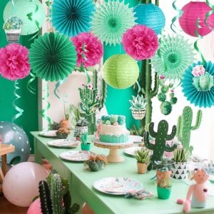 sunmmer party paper fans and honeycomb