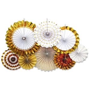 white gold paper fans for anniversary party