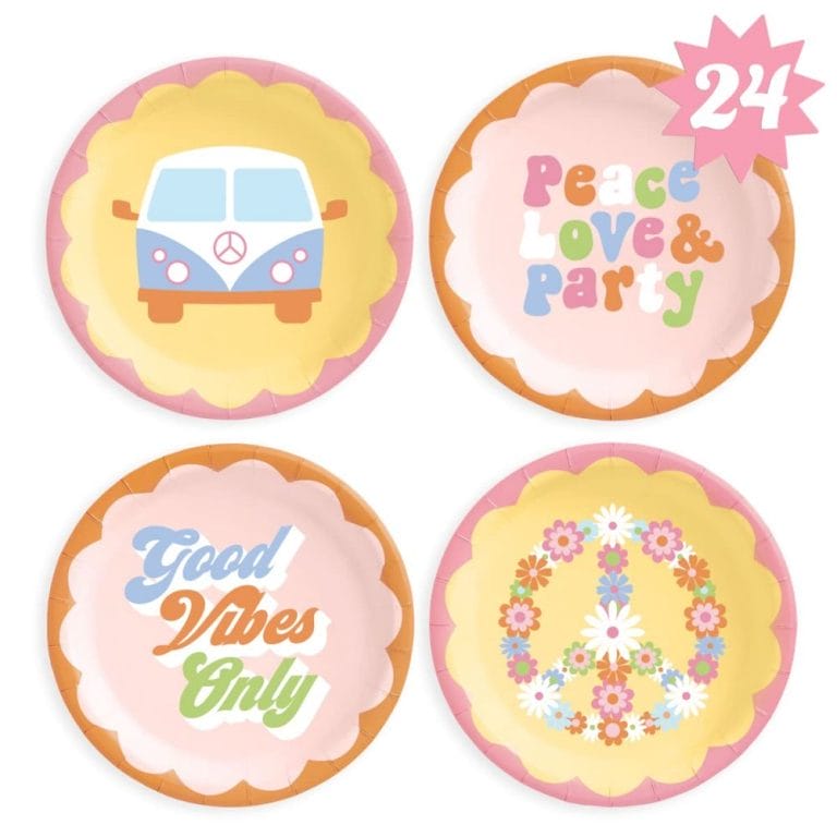 24pcs Groovy Paper Plates