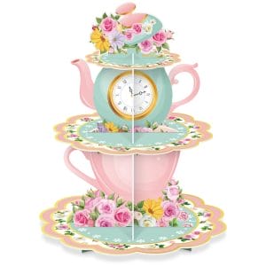 3 Tier Floral Tea Party Cupcake Stand Decorations