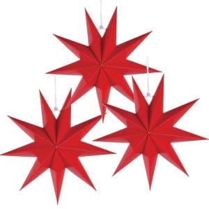 3pcs red 9 Pointed Paper Star Lanterns
