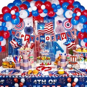 4th of July Party Decorations Kit with balloons and banner